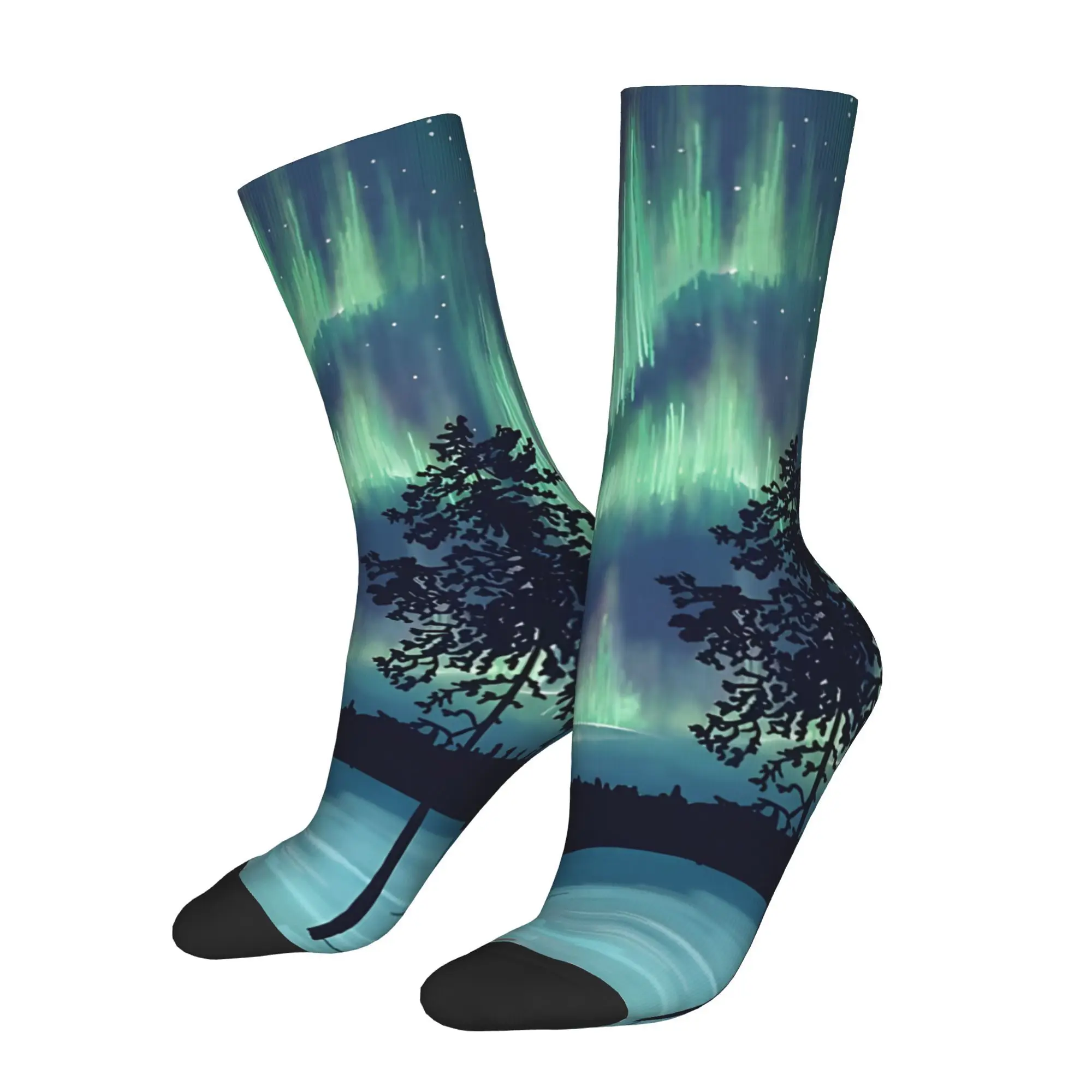 

Aurora Polar Bear Iceberg Cycling Crew Socks for Men Moisture Novelty All Season Sports Socks