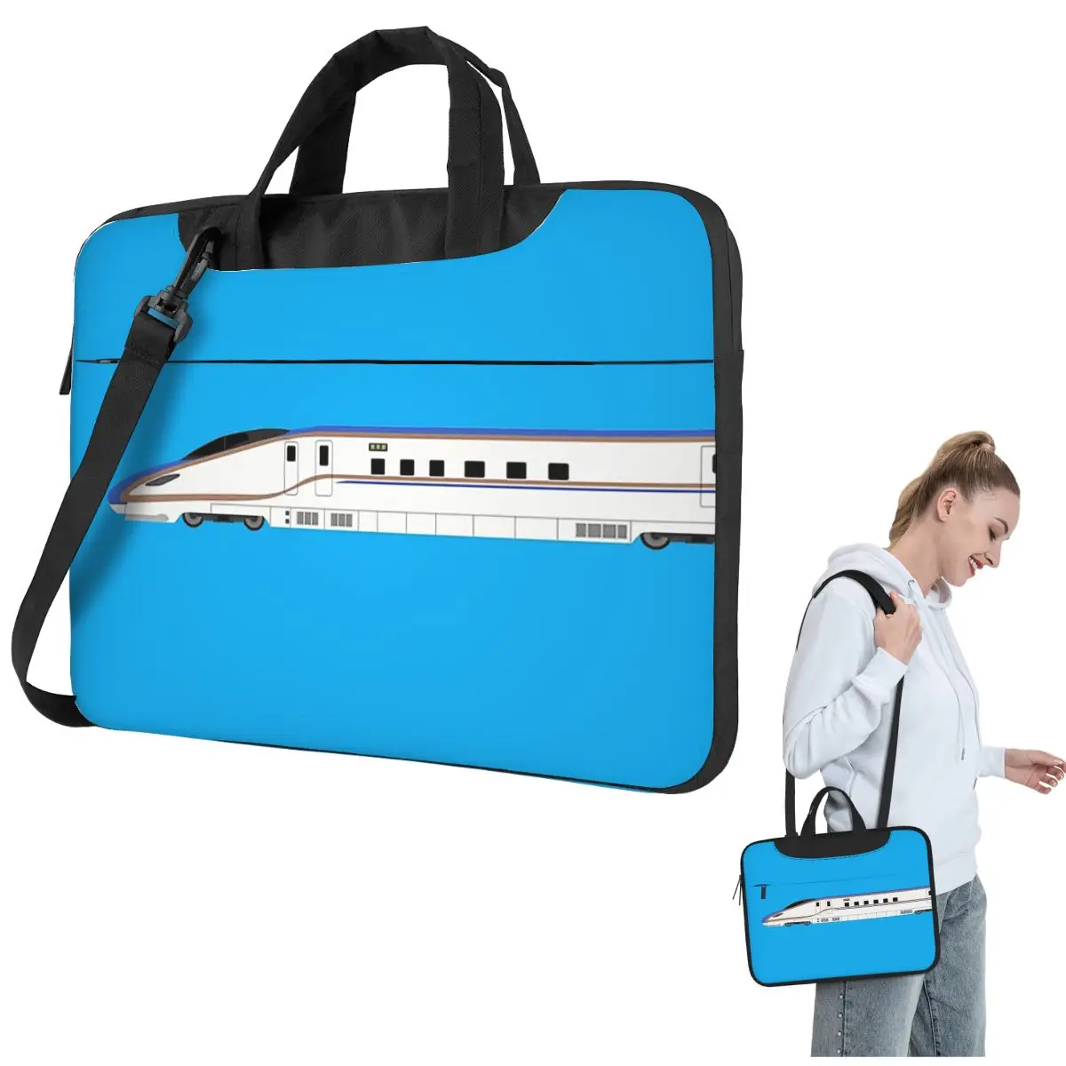 Japanese Shinkansen Bullet Trains Crossbody Laptop Bag Case Computer Bag Resistant Protective Notebook Pouch for Macbook Pro