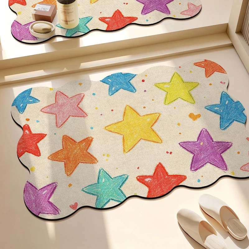 Bathroom Rug Absorbent Non-slip Diatom Mud Floor Mat Dopamine Irregular Carpet Toilet Area Rugs Quick-drying Home Decor Carpets