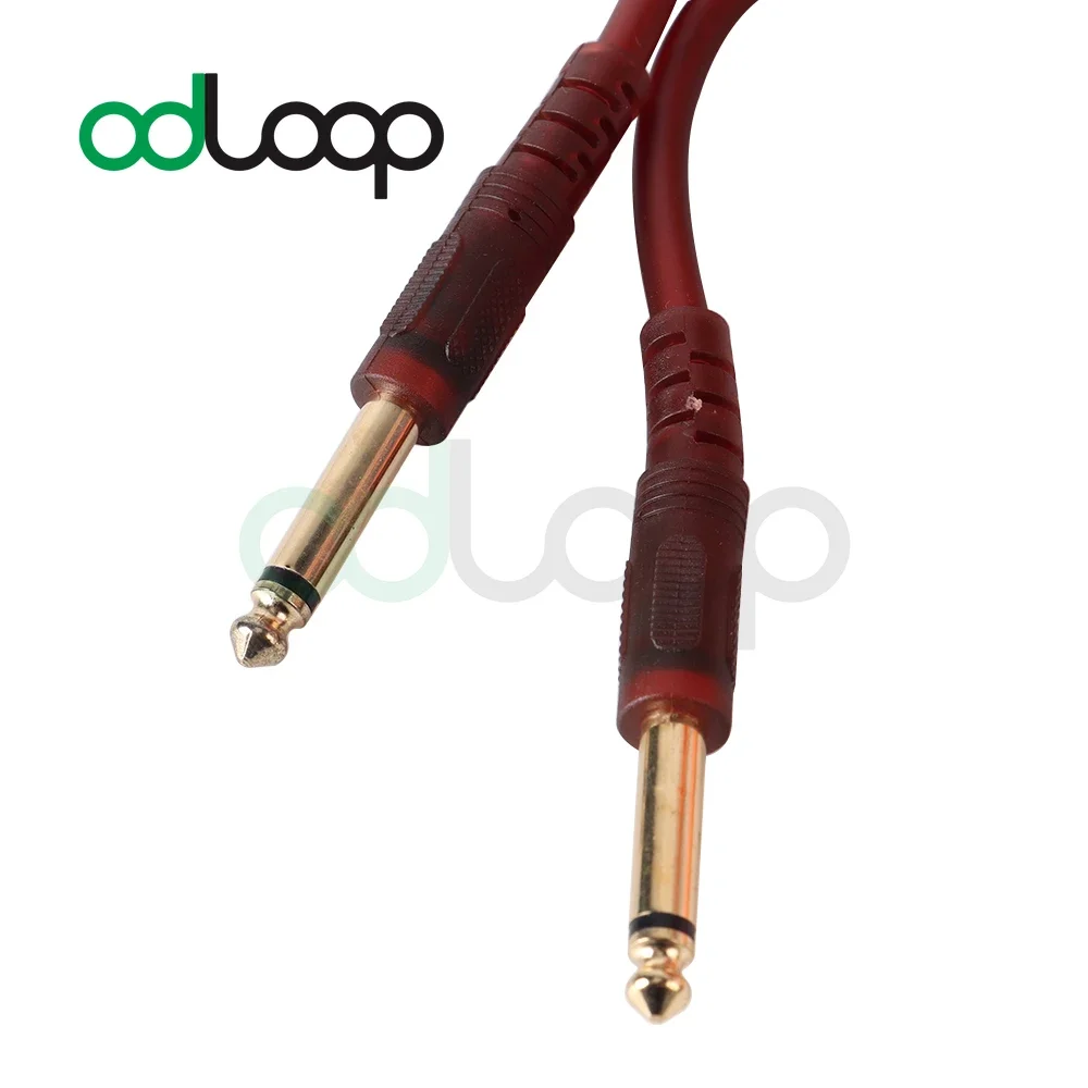 ODLOOP 1.5m Guitar Cable 6.35mm Mono Jack Speaker Cable Instrument Male To Male Compatible with Electric Bass Guitar Keyboard