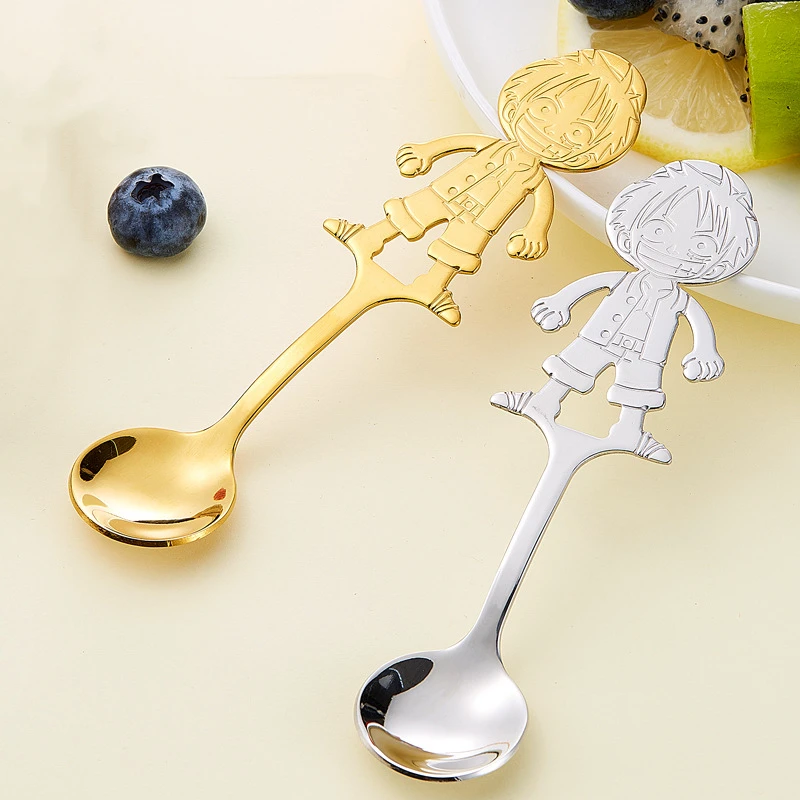 Anime One Piece Stainless Steel Spoon Cartoon Luffy Coffee Dessert Stir Bar Children's Party Supplies Accessories Gift Toys