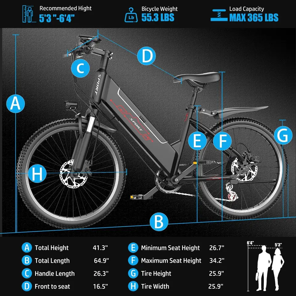 Electric Bike for Adults, 1000W Peak Motor, up to 45+Miles, 25mph Max Speed Electric Mountain Bike, 480WH Removable Battery Ebik image 2