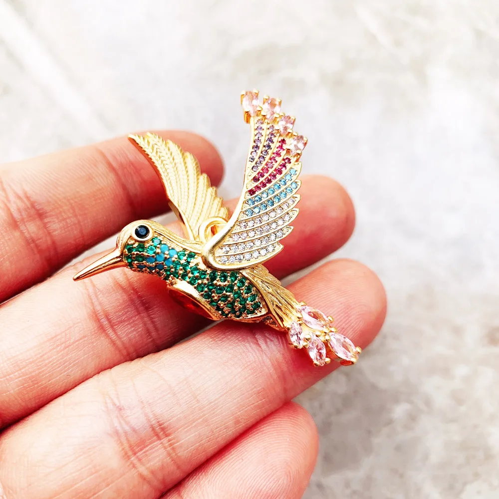Anhänger Große Kolibri Gold 2022 Marke Neue Schmuck 925 Sterling Silber Zubehör Geschenk Für Frauen – Detail 9