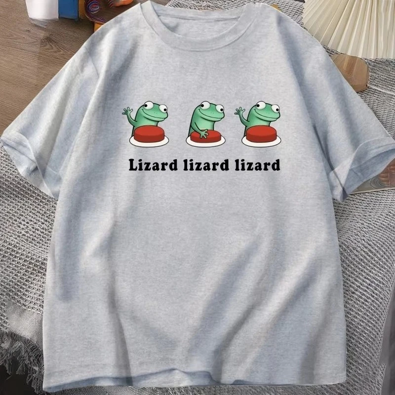 Lizard Meme T-Shirt Men Women Funny Harajuku Short Sleeve T-Shirt Casual Summer Round Neck High Quality Loose Tshirt Streetwear