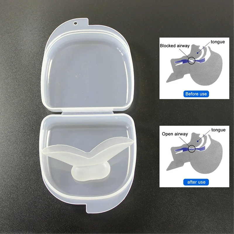 New 1pc Anti Snoring Mouthpiece Device Tongue Medical Silicone Sleep Guard Tongue Retain Breathing Aid Snore Apnea