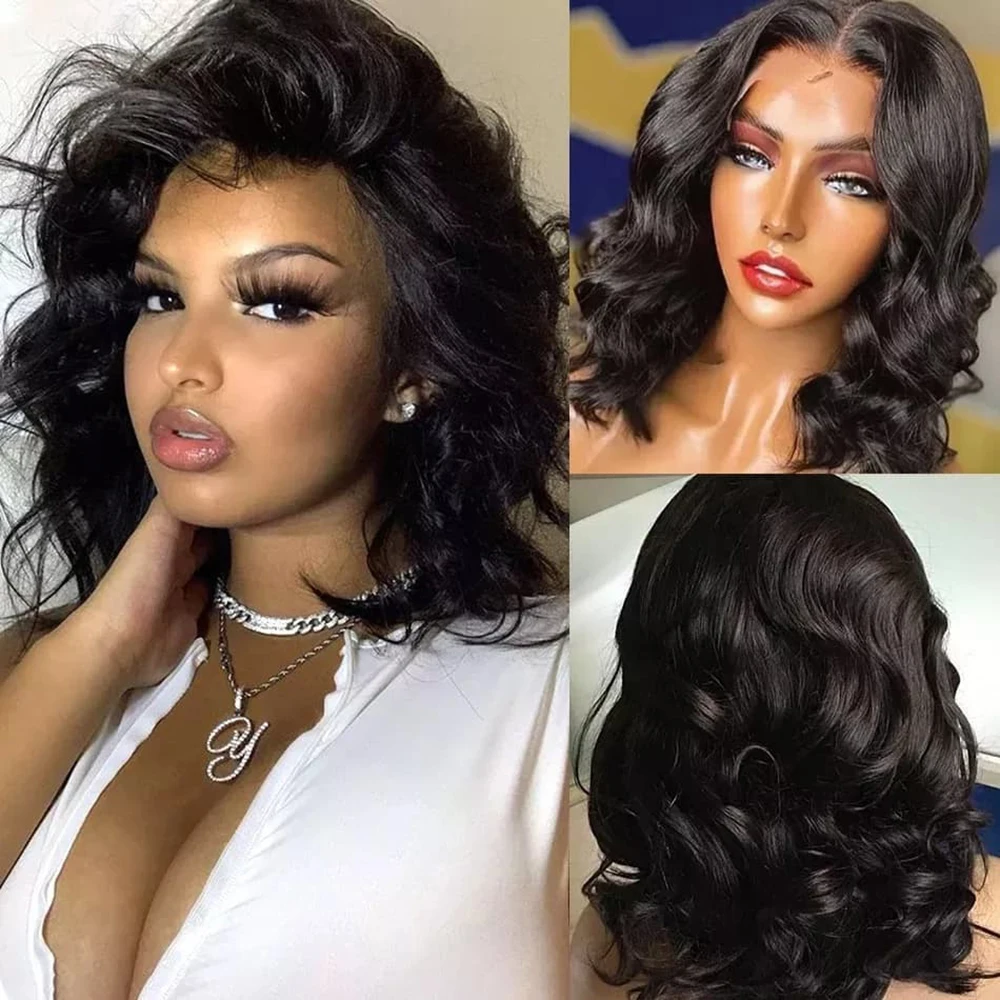 Short Bob Loose Body Wave Wig 13x4 Lace Front Wig 4x4 Closure Bob Wig Brazilian 100% Human Hair 220% Density HD Transparent Lace Beginner Friendly No Shedding No Tangle For Women