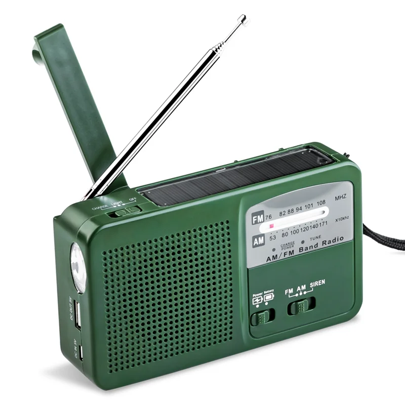 FM/AM Radio Solar Hand Crank Self Powered Radio Multifunctional Portable Emergency Radio With Flashlight