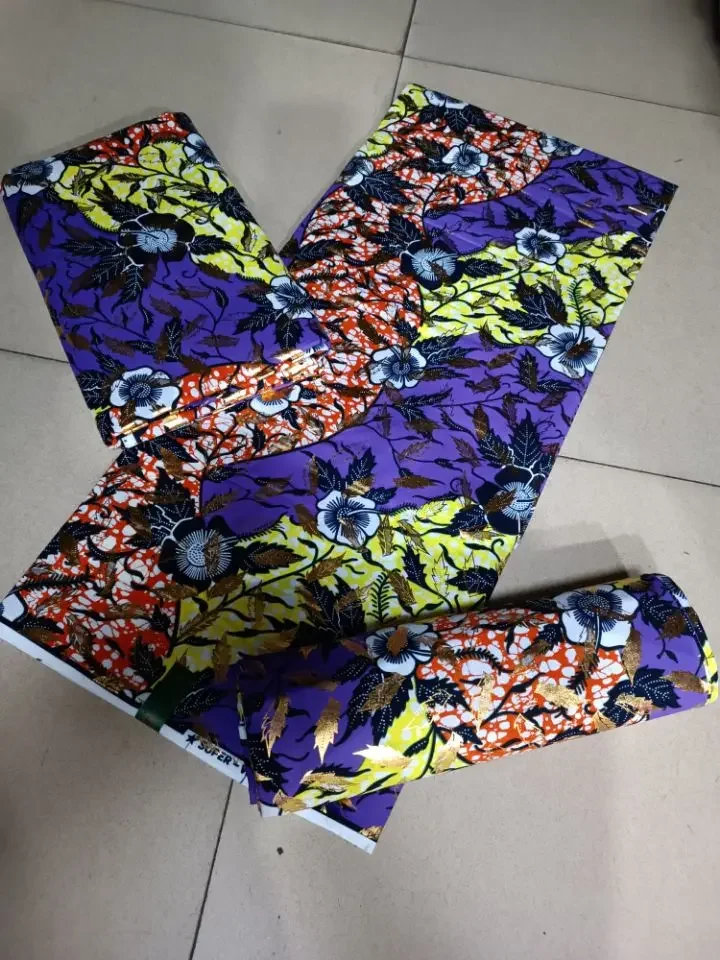 Wax Fabric 100% Cotton African Prints Cloth 2022New Ankara Super Grand Wax Fabric 6 Yards Great Design For Sewing Clothes