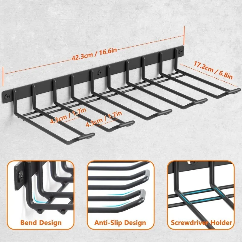 4 Slot Wall Mount Power Tool Storage Rack Metal Drill Organizer For Garage Workshop Screwdriver Power Drill Storage Organization