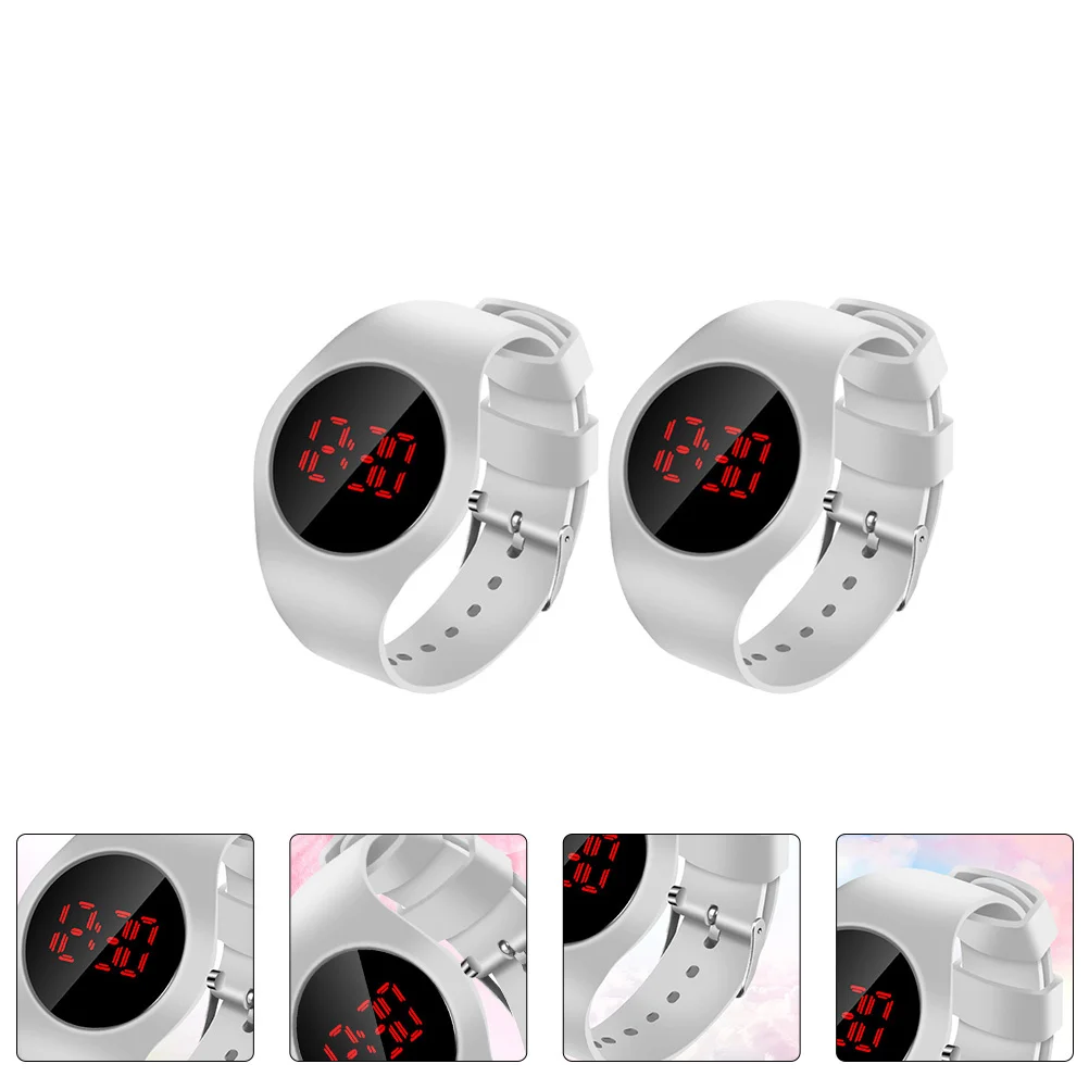 DEARMAMY 2Pcs LED Wrist Watch Analog Electronic Watch for Boys White Ultra Lightweight