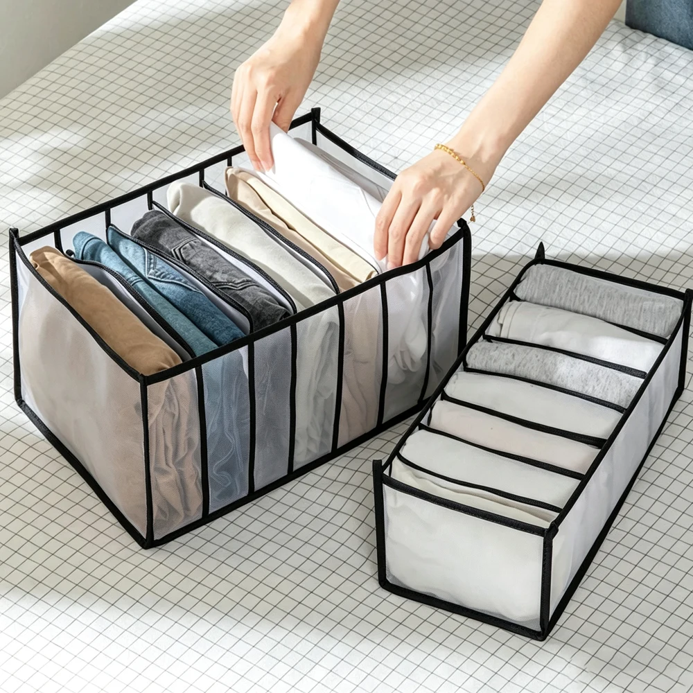  9/7 Grids Closet Clothes Organizer Foldable Pants Jeans Storage Box Cabinets Drawers Organizer Wardrobe Underwear OrganizerBox
