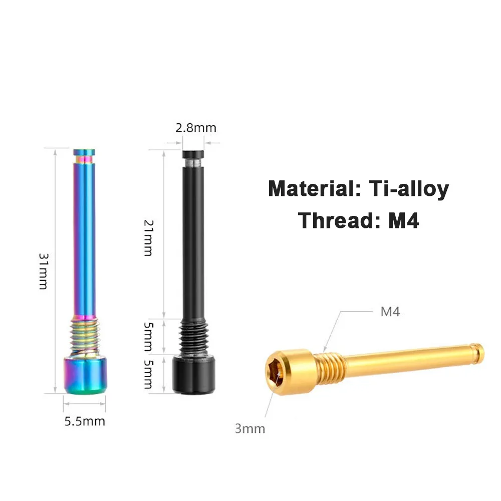2 Sets Titanium Alloy Disc Brake Caliper Bolts M4 Threaded 31mm Length Brake Caliper Screws Brake Pad Bolts for Mountain Bike view 6