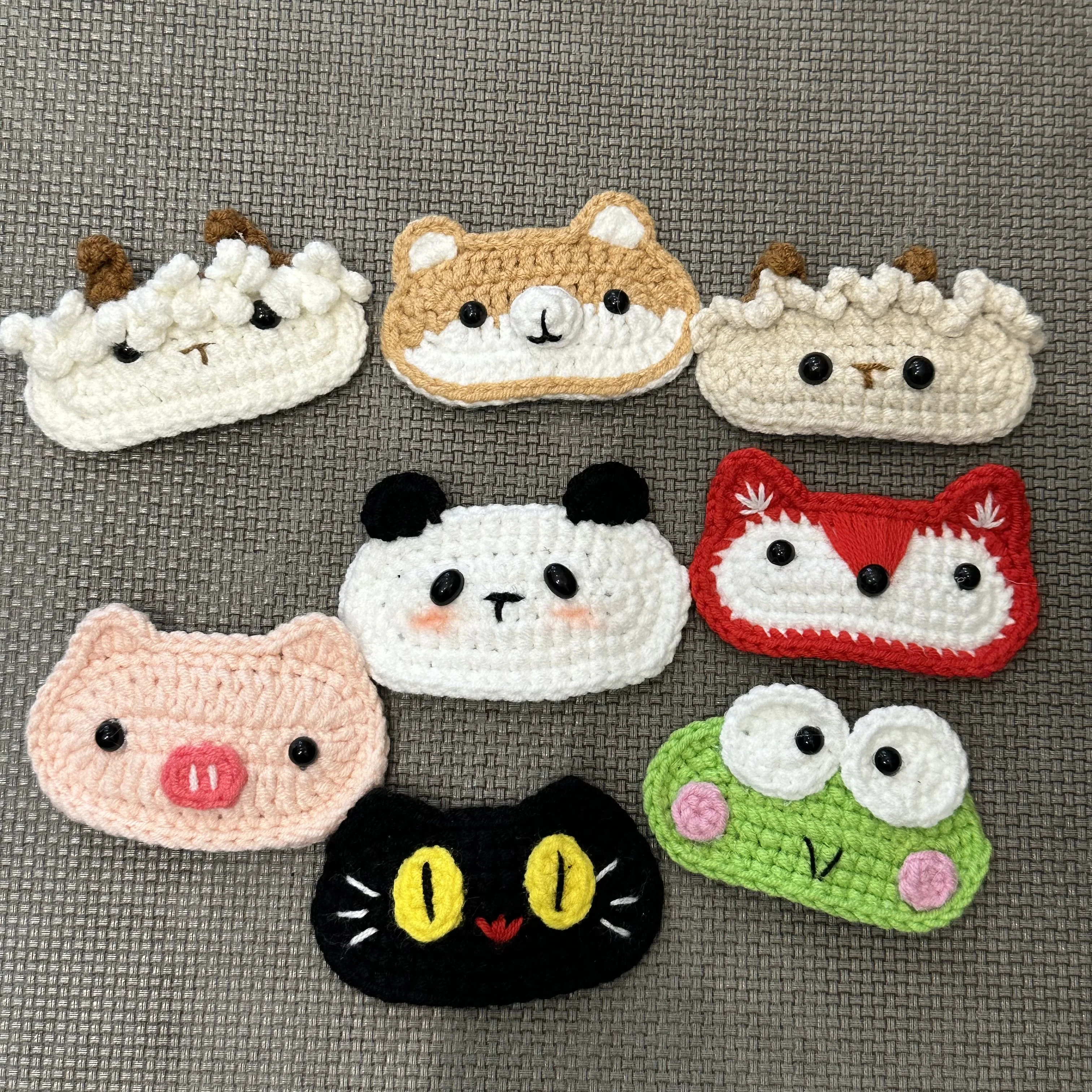 Hand woven crochet cat dog lamb pig animal wool BB clip hairpin cute girl child bang clip back of the head hair ornaments