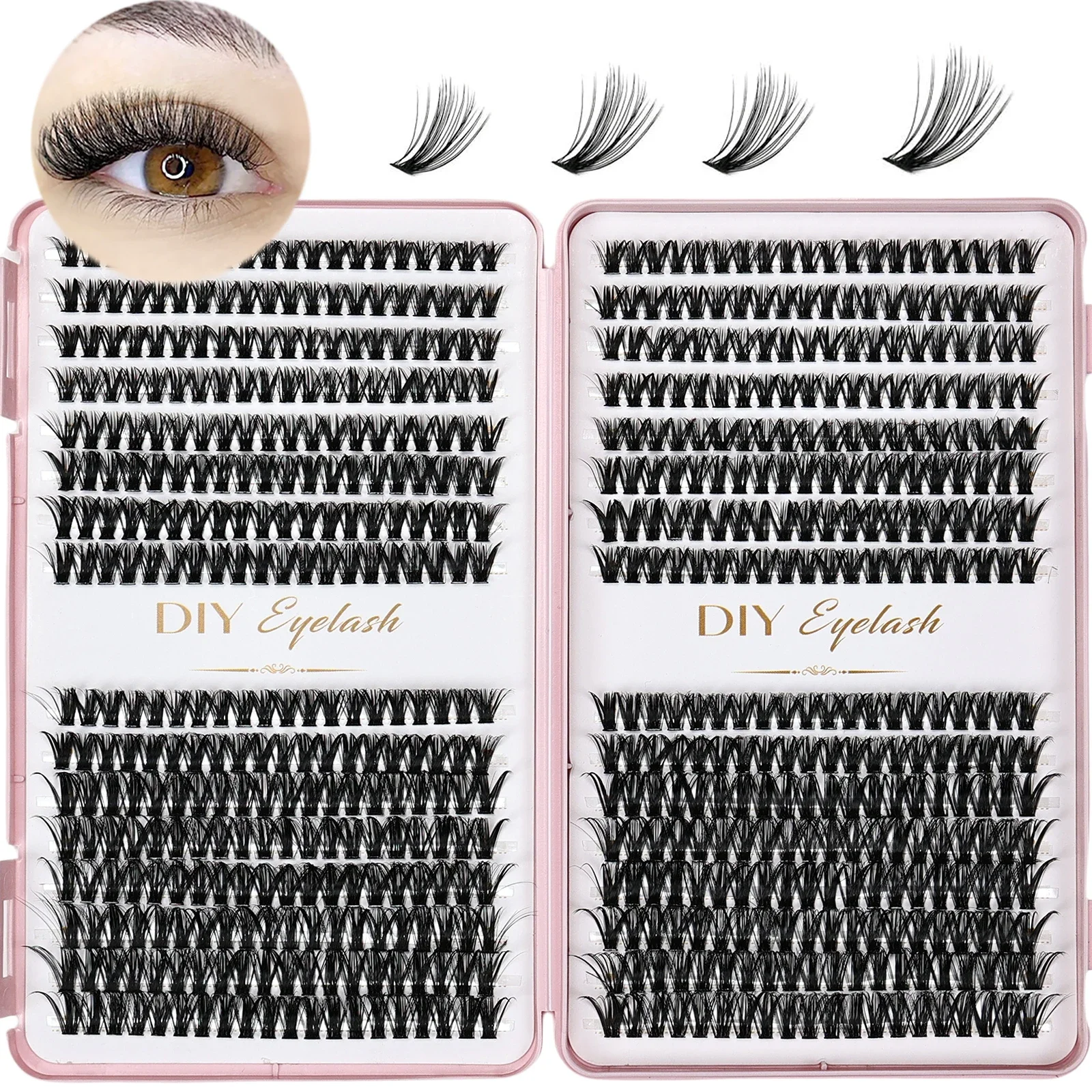 Flauschige D-Curl Wimpern 640 Stück 40P Cluster 10-14mm Wiederverwendbare DIY Persönliche Wimpernverlängerung