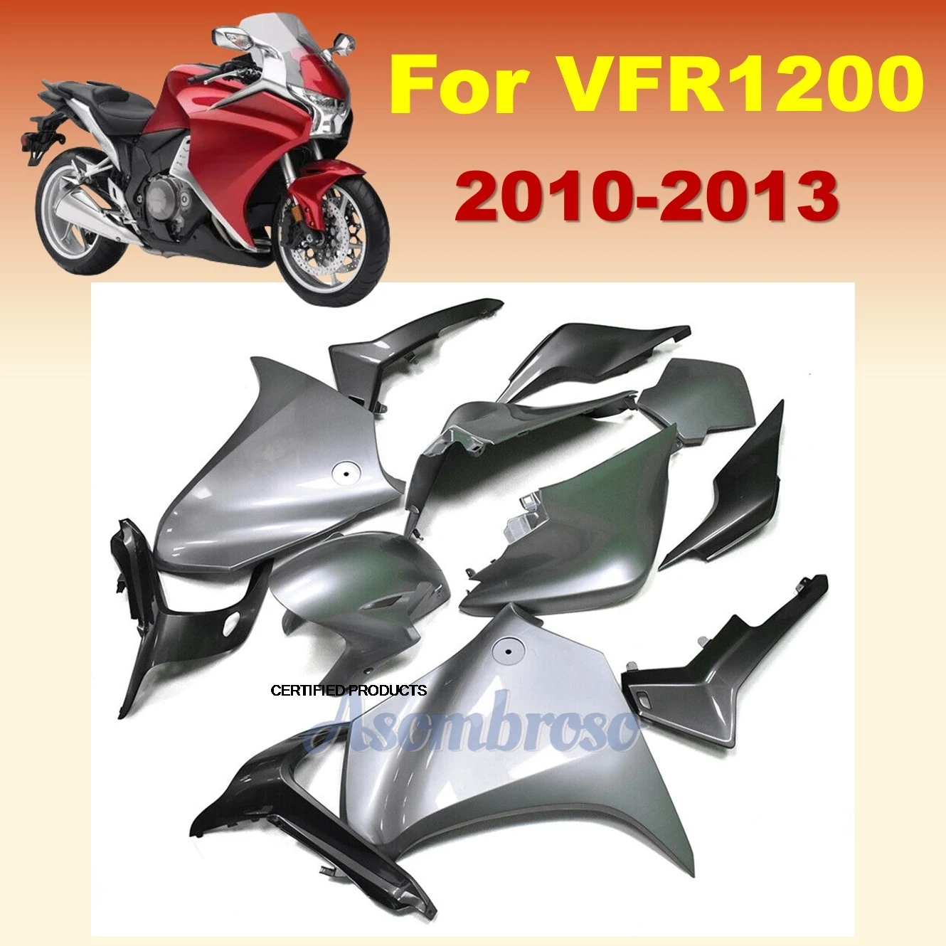 Brand New Bodywork set for VFR1200 2010 2011 2012 2013 Complete Fairing kit VFR 1200 Grey Motorcycle Plastic Shell Fairings