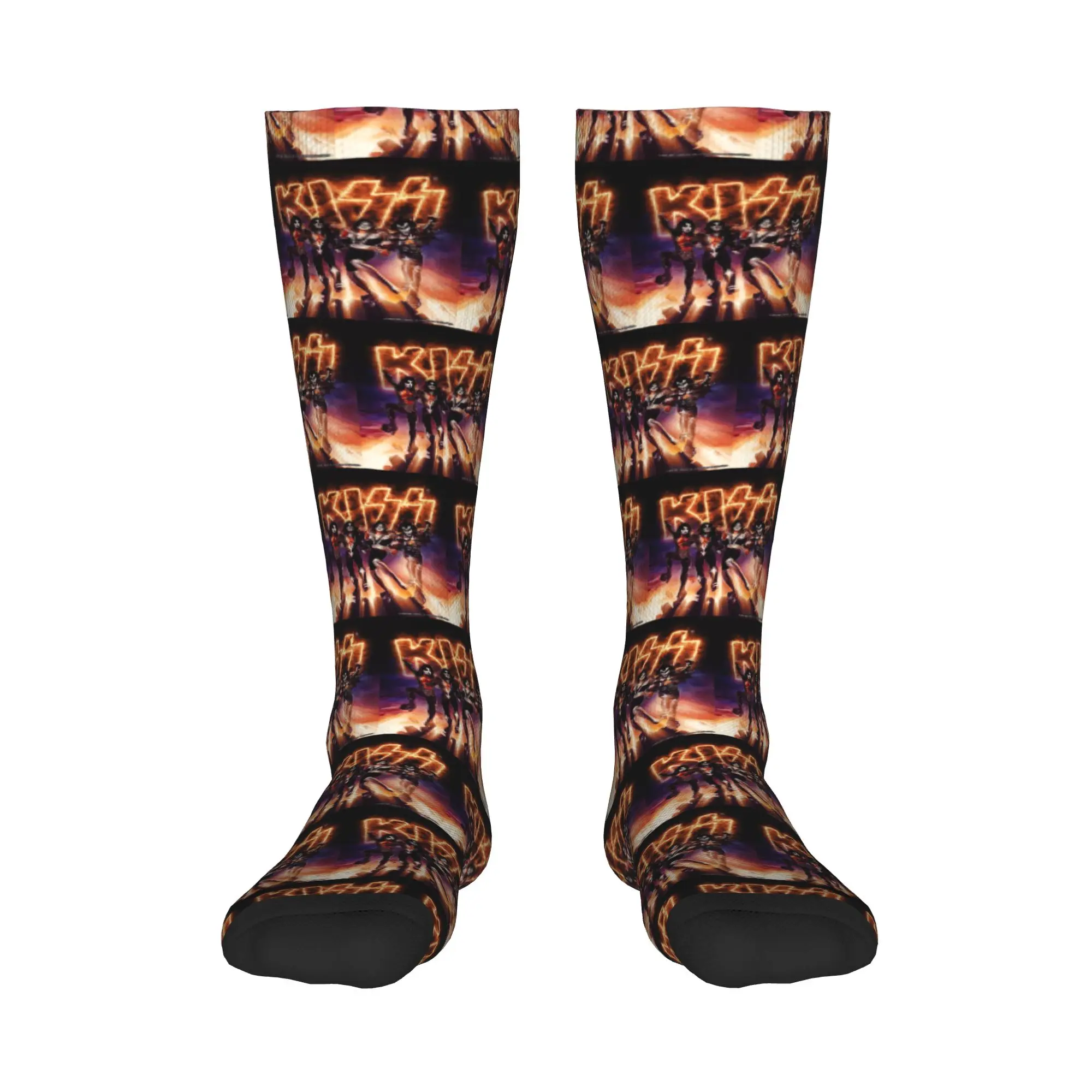 

All Seasons Crew Stockings KISS ® the Band - Destroyer Fire Log Socks Harajuku Crazy Long Socks Accessories for Men Women