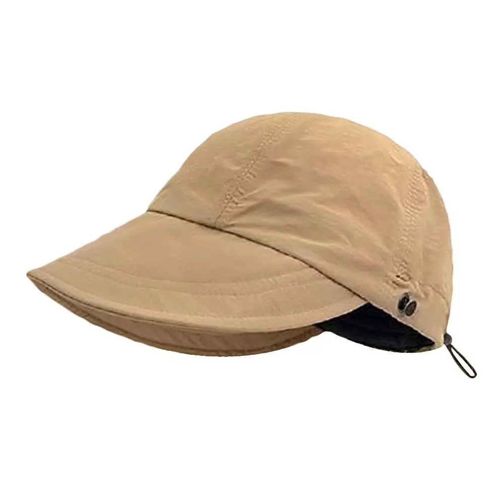 Summer Wide Brim Sun Hat Foldable Drawstring Beach Caps Adjustable Ponytail Bucket Hat Men Women