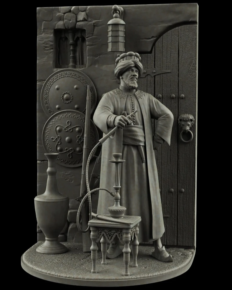 1/24 Scale 75mm Die-Cast Resin Figure Model Kit Ancient Eastern Merchant Hobby Miniature Toys Unassembled Unpainted Diorama