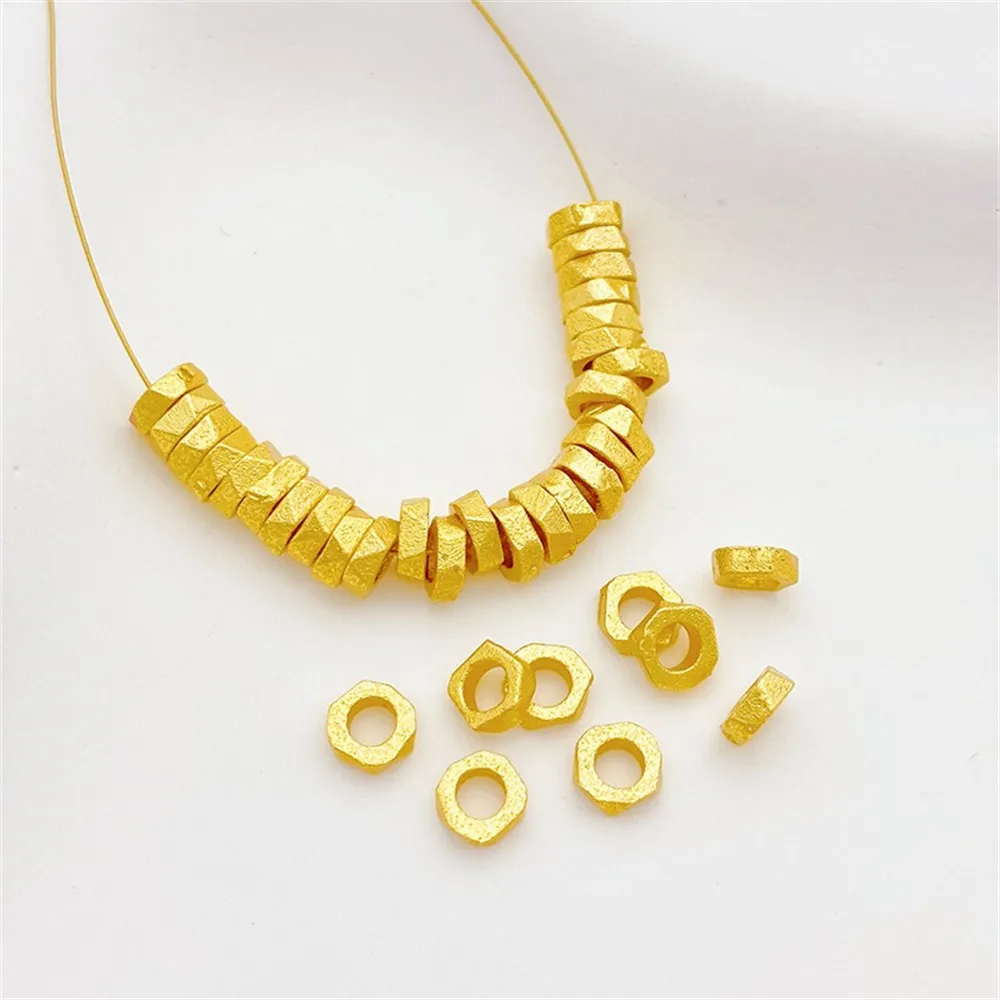 Sand Gold Strong Color Retention Polygonal Bead Spacer Square Loose Bead Handmade DIY Beaded Bracelet Material Accessories