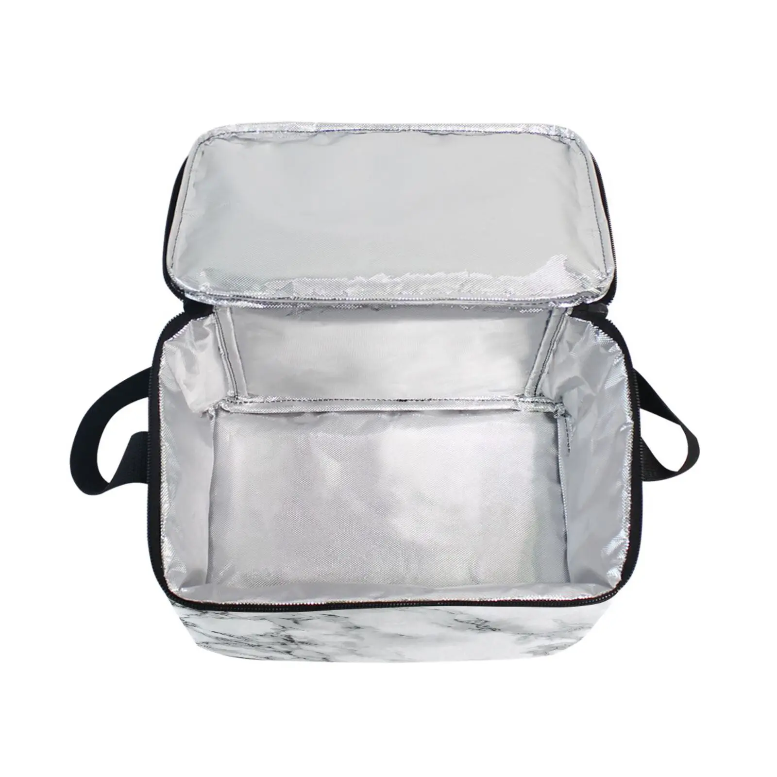 New Portable Lunch Bag Marble printing Food Thermal Box Waterproof Office Cooler Lunchbox With Shoulder Strap Insulated Case