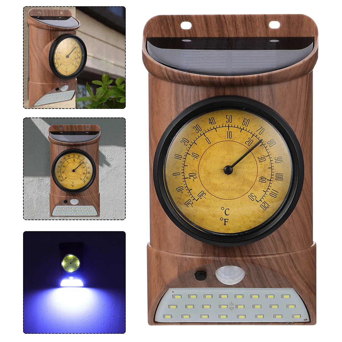 

Солнечный настенный светильник с датчиком движения и дисплеем температуры, уличный водонепроницаемый светильник для крыльца, автоматический ночник для сада, двора, патио, декоративное освещение