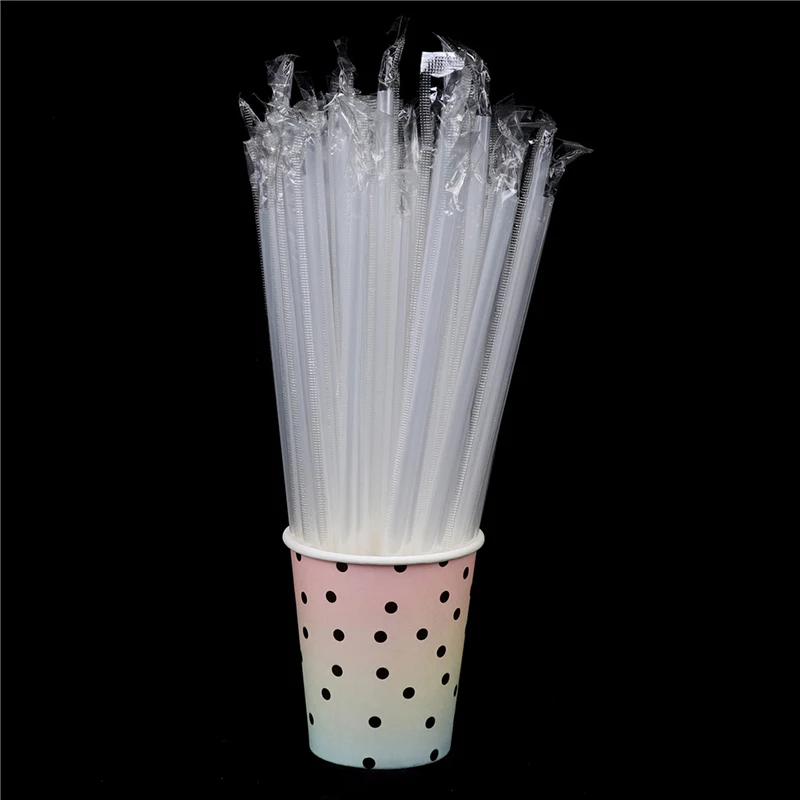 100Pcs Clear Individually Wrapped Drinking Pp Straws Drinks Straws Party Supplies High Quality PP Material 19 Cm Long 6 Mm Wide