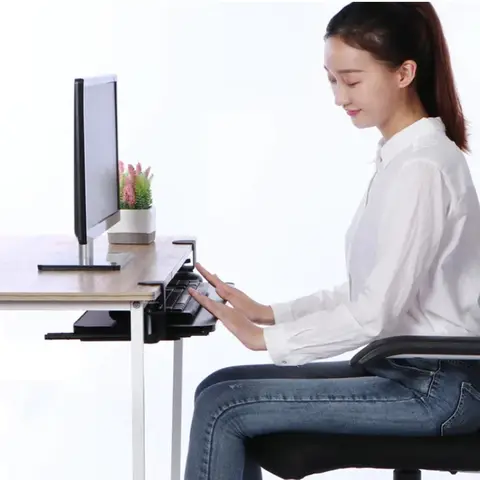65X24 Under Desk Keyboard Tray, No-Drill Clamp-On Sliding Platform for Office Desks, Heavy-Duty, Stable, Smooth  Easy to Install