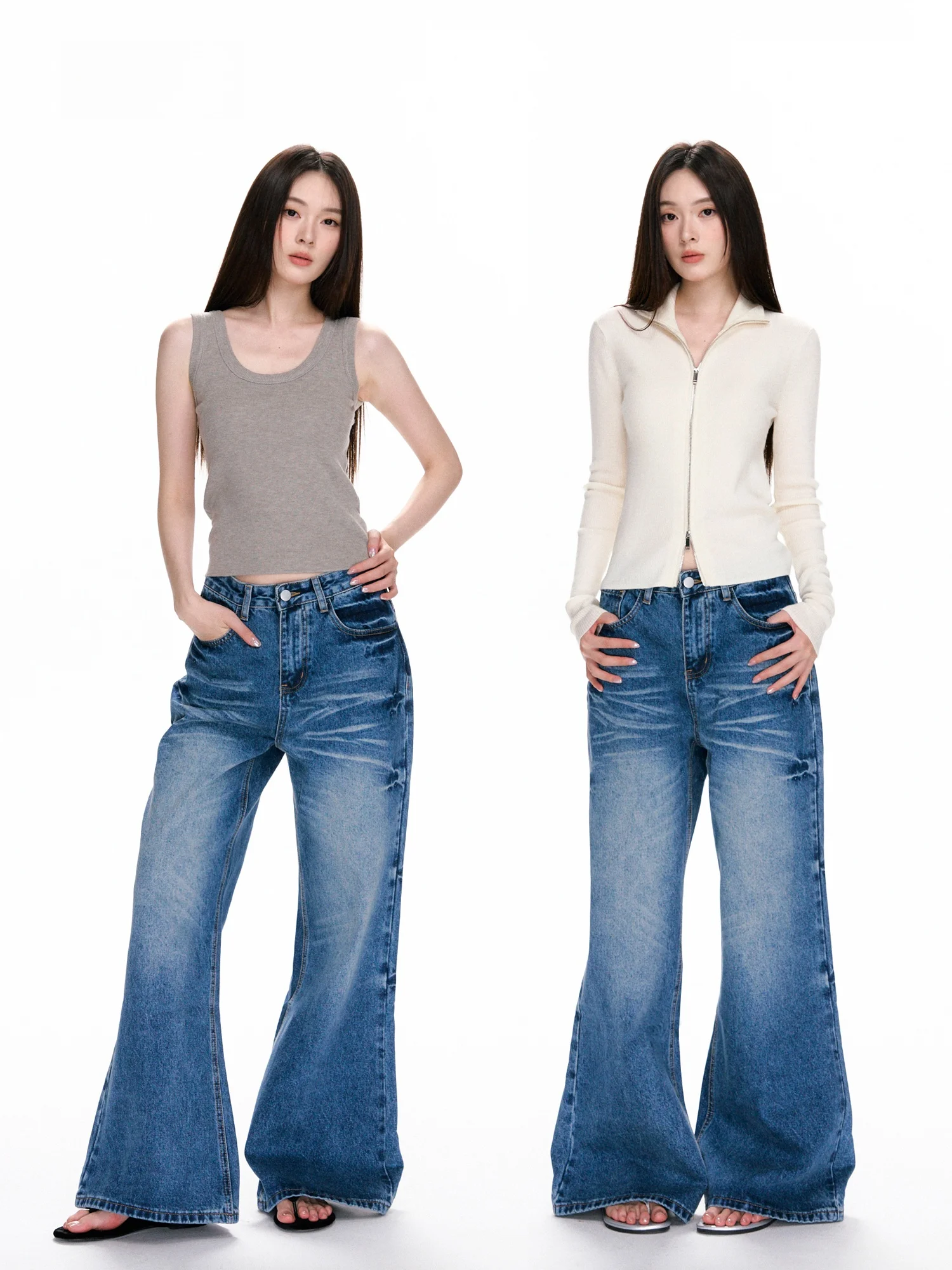 

Женские джинсы Nikoq с высокой талией, прямые, расклешенные, с эффектом тай-дай, весна-лето-осень, новые, свободные, винтажные брюки