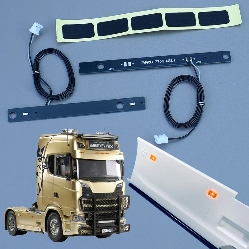 RC Truck LED Side Skirt Square Light PCB Lamp Board for 1/14 Tamiya SCANIA 770S 4×2 56379 Car