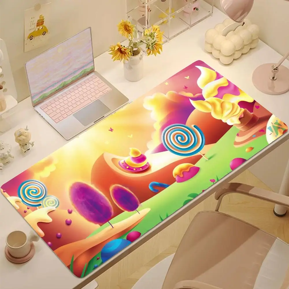 

candy world Mouse Pad Tablet mouse Pad Laptop xl desktop mouse pad, cute HD Rainbow Gaming keyboard pad, csgo Player, 90x40