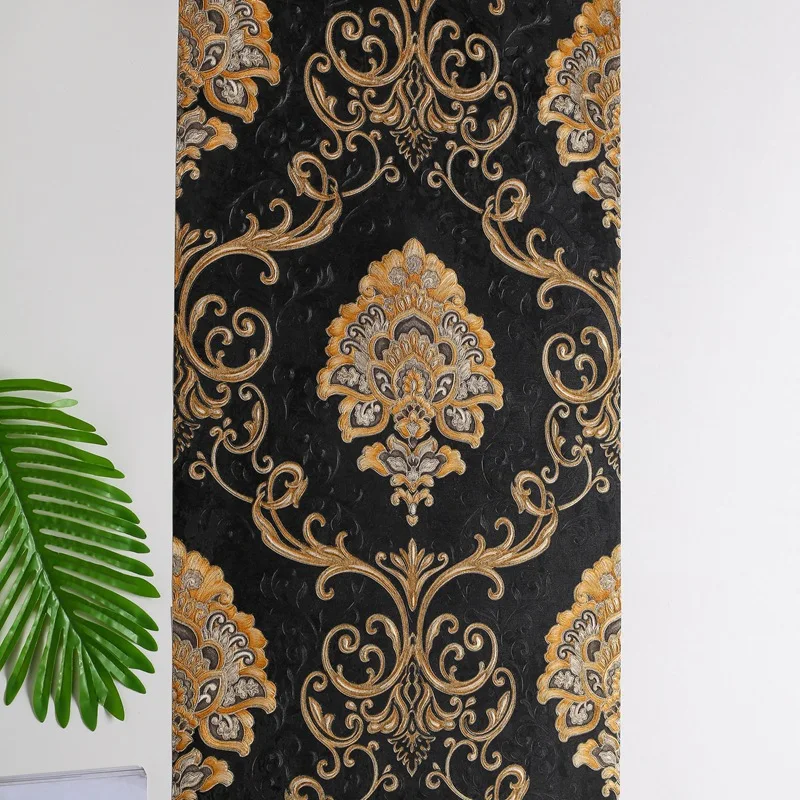 3D Embossed Texture Blue Wallpaper Roll Luxury Damask Wallpaper Home Decor Living Room Bedroom Backdrop Papel De Parede