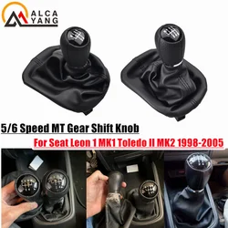 Manual Leather Gear Shift Knob 5 6 Speed For Seat Leon 1 MK1 For Toledo II MK2 Gait 1998-2005 Leather Gaiter Boot Cover