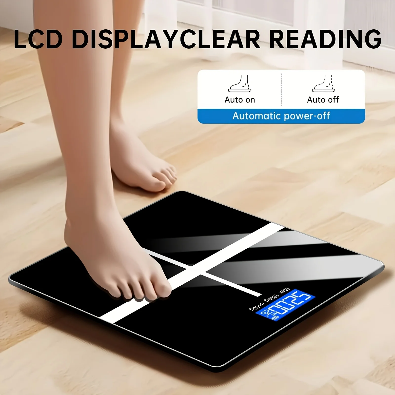 High-Precision Digital Scale: 396lb/180kg Capacity Large LCD Low Battery Indicator Easy-Clean Platform for Home, Gym, Office