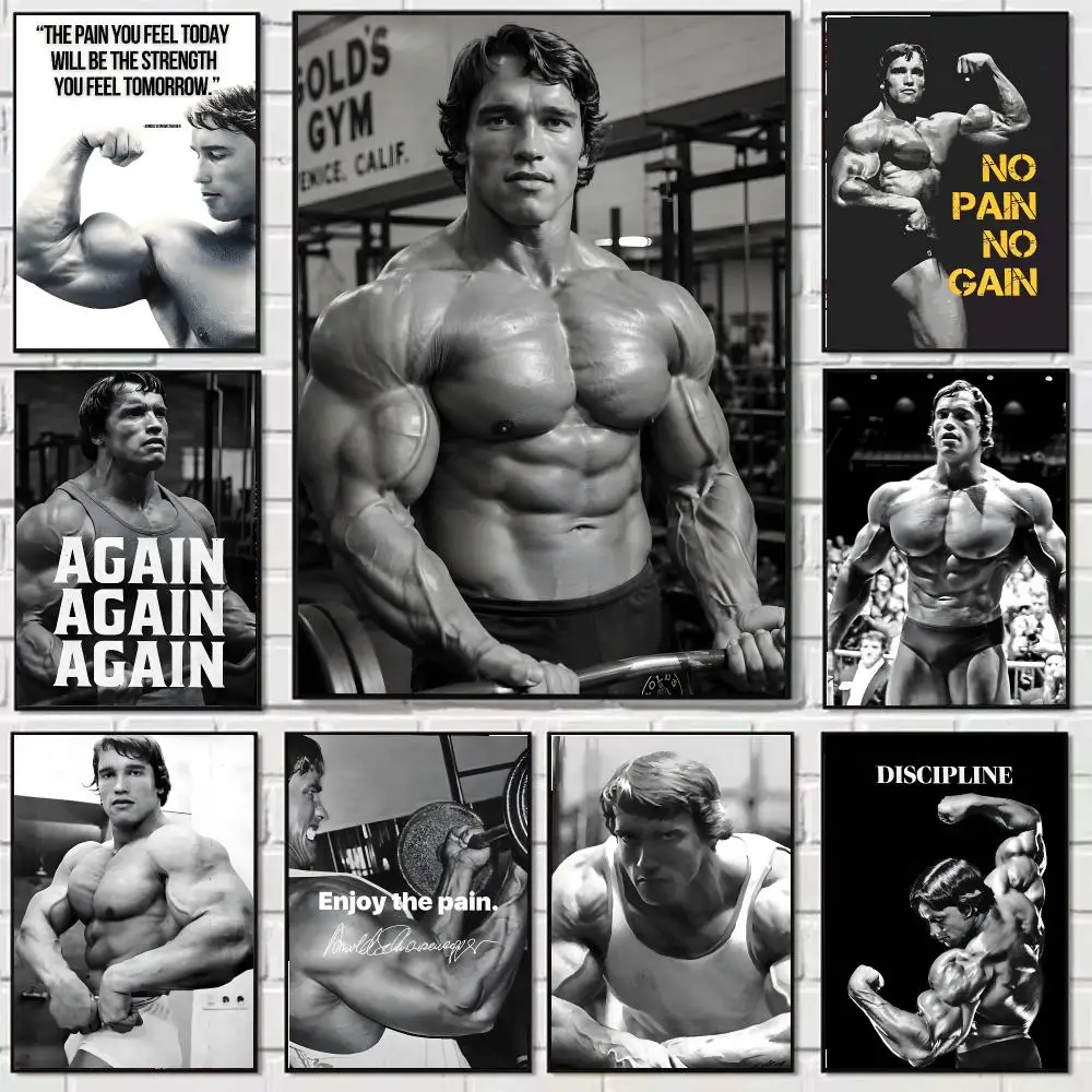 Arnold Schwarzenegger Poster Self-adhesive Wall Mural Art Waterproof Sticker For Bar Room Decor High Quality Print Gift