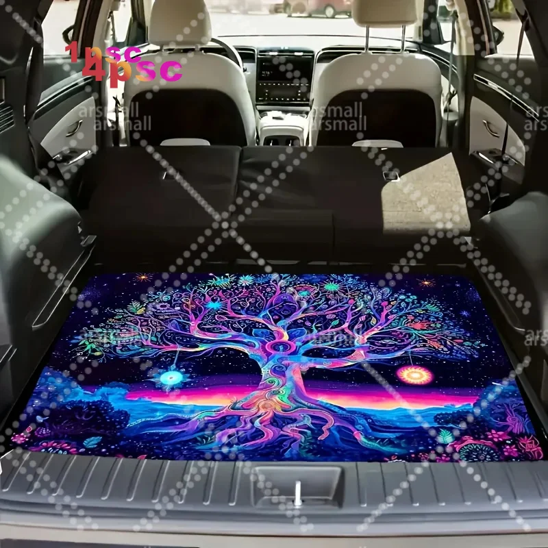 1pc Car Trunk Mat, Fit For Multiple Models, Printed Design, Dreamy Tree Pattern, Keeps Your Trunk Clean And Dry, Also Suitable F