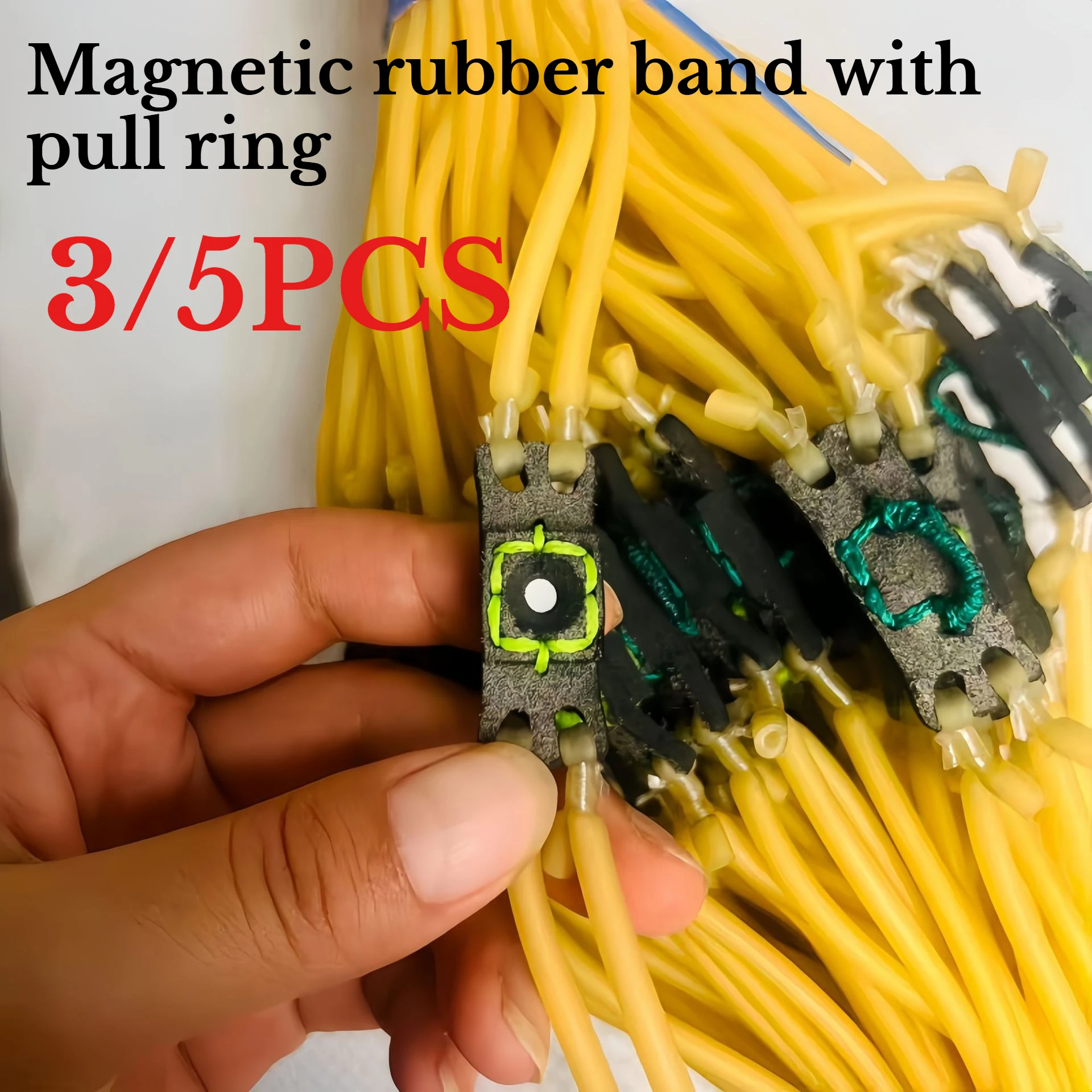 3/5PCS Outdoor Slingshot Accessories, Magnetic Steel Balls Pull Rings Round Rubber Bands Tool Parts