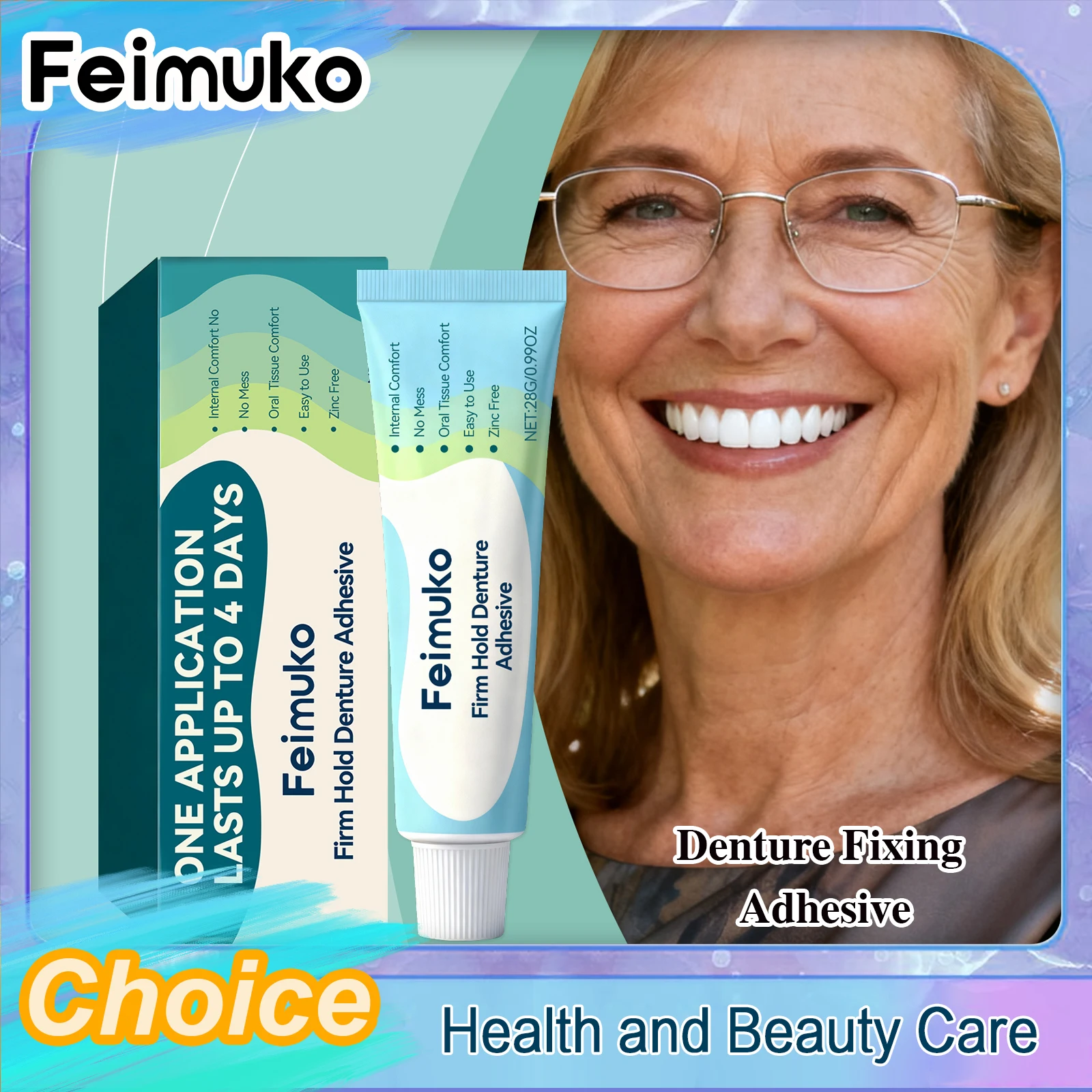 Denture Fixing Adhesive Oral Tissue Comfort Portable Oral Health Safe Waterproof Dental Adhesive False Teeth Adhesive Reusable