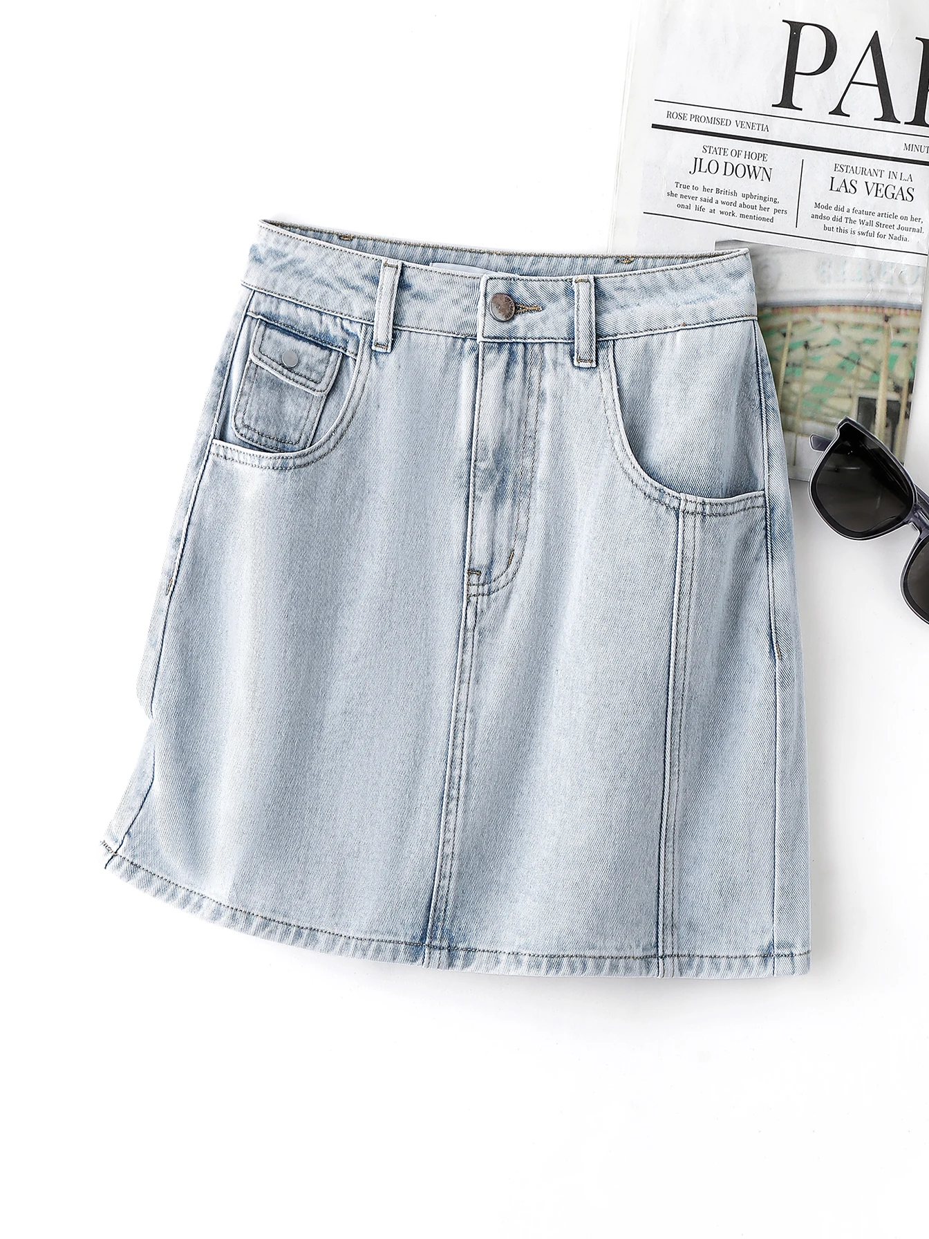 2024 Summer New Women's Denim Half Skirt Lining Anti Walking Half Skirt With Pockets Stretch-free Super Short Denim Skirt