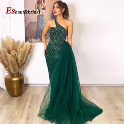 Elegant Mermaid Evening Dress for Women 2024 One Shoulder Beads Side Slit Formal Prom Occasion Wedding Party Gowns Customized