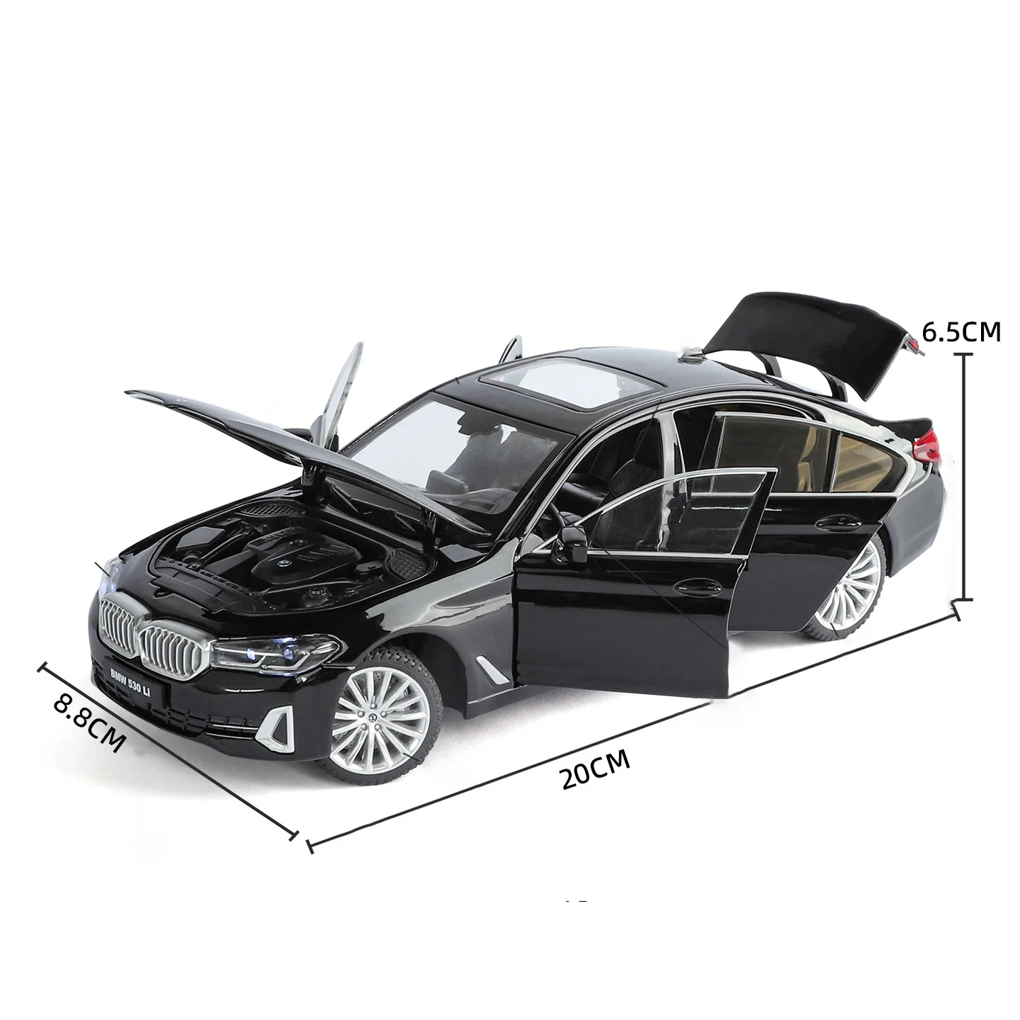 1:24 BMW 530 530LI Model Samochodu ze Stopu Metali z Dźwiękiem i Światłem, Napędem Pull-Back, Zabawka dla Dzieci, Kolekcjonerski Prezent Urodzinowy