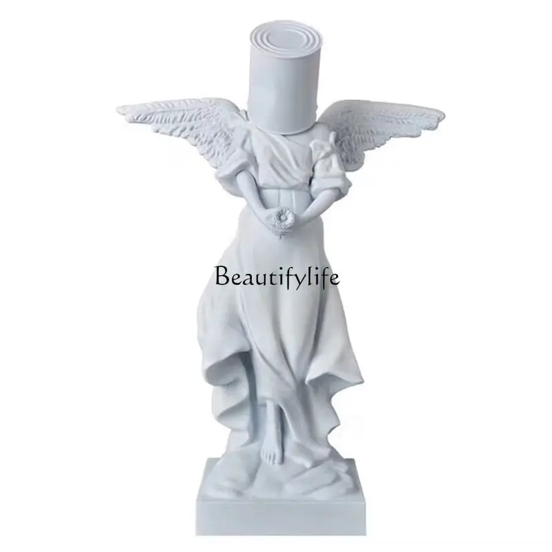 

Banksy Iron Bucket Painted Angel Handmade Gray Trendy Doll Decoration Sculpture Instagram Gift to Banksy