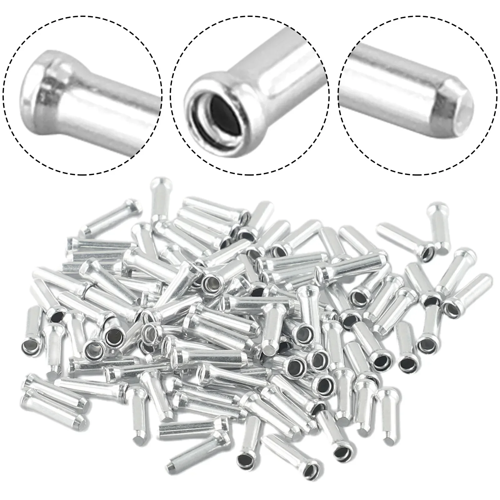 100PCS Bicycle Cable End Cap 12x2mm Aluminum Alloy Brake Shifter Inner Cable Tips Crimps Bike Derailleur Shift Wire Ferrules