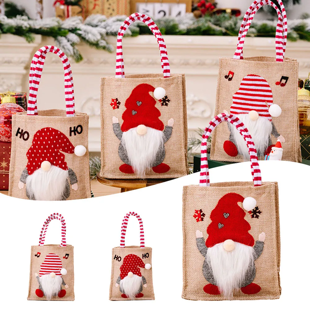 1pc Christmas Decoration Supplies Children Gifts Children Handbag Monitor Brightness Children Gifts Christmas Burlap Handbag