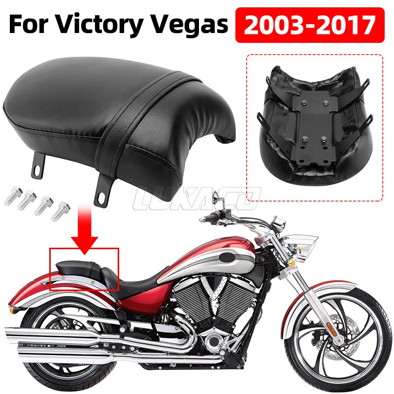 For Victory Vegas Kingpin Boardwalk High Ball Gunner 03-17 Black Motorcycle Rear Passenger Seats Pillion Pad Cushion Leather