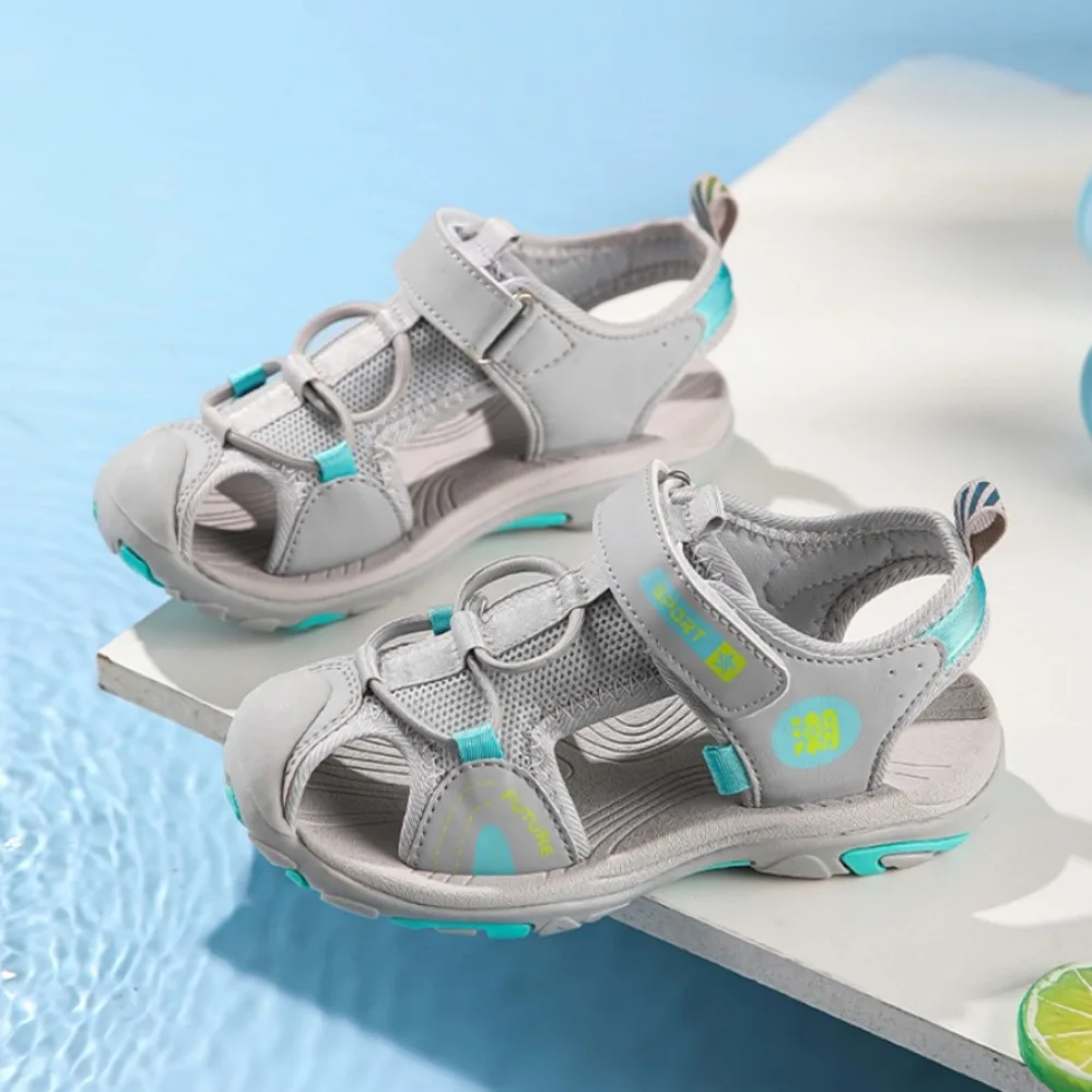 

Summer Breathable Children's Sandals 5-16Y Boys' Fashion Beach Water Shoes Non Slip Outdoor Soft Bottom Sports Sandal Shading
