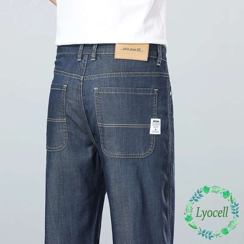 

High Quality New Summer Lyocell Fabric Stretch Jeans Business Loose Straight Casual Trousers Fashion Pants Plus Size 28-35 40