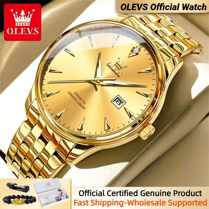 OLEVS-Montre à quartz étanche pour homme, classique, affaires, Shoous, semaine, date, haut de gamme, indépendant, marque de luxe, 5598