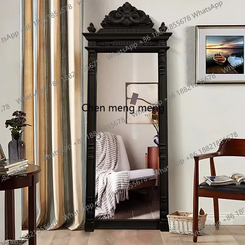 K153 Hall Black Frame Mirror Universal Girls Floor Nordic Bedroom Wall Mirrors Full Body Gothic Apartment Espejos De Piso Home D