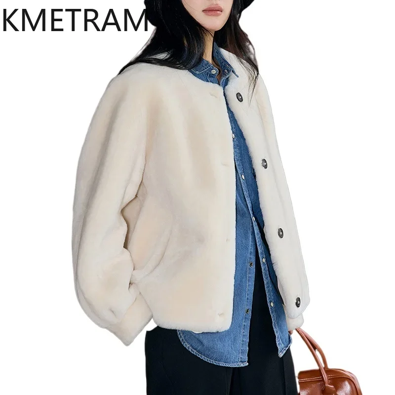 Real Merino Wool White Fur Coat Women Winter Luxury Clothes Natural Sheepskin Fur Jacket Short New in Outerwears 2024 Fourrure