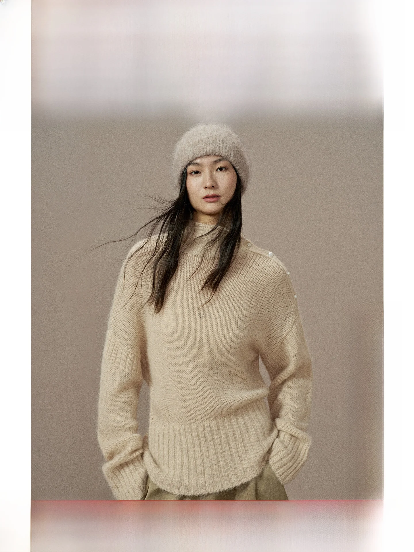 

Женский вязаный свитер ZhiZhi Slow Roll Silk с высоким воротником из альпаки, свободного кроя, с длинными рукавами, повседневный топ